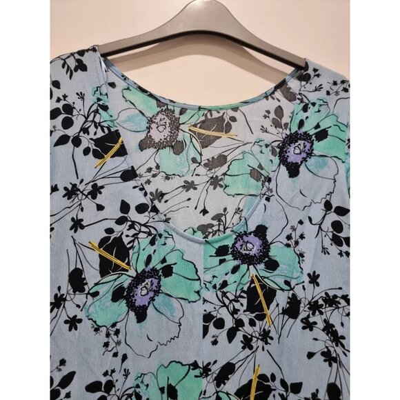 Wishbone light blue/multicolor floral print midi dress with pockets size 10 - Picture 5 of 8